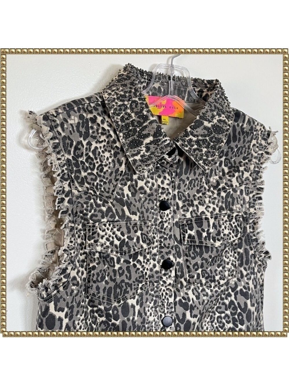 English Rose Animal Print Sleeveless Top Vest Small Medium